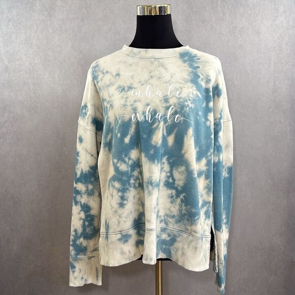 Time and Tru Tops - Oversized Bleach Washed Sweatshirt Inhale Exhale | Size M